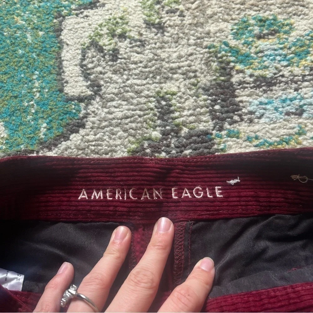 American Eagle burgundy high rise A-line corduroy skirt